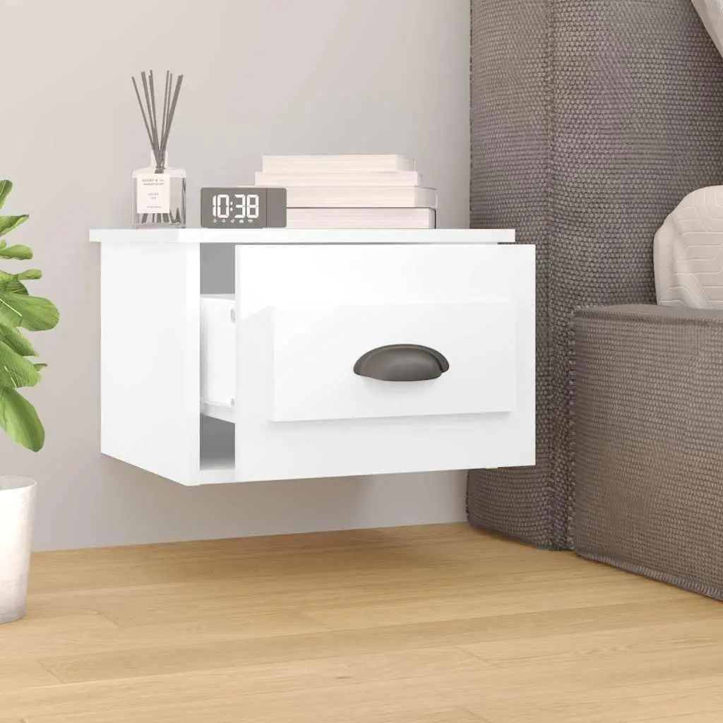 Wall-mounted Bedside Cabinet with Drawer Storage