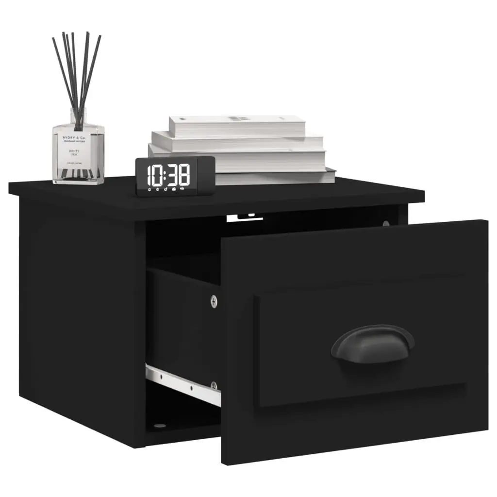 Wall-mounted Bedside Cabinet Engineered Wood 41.5 x 36 x 28 cm Black
