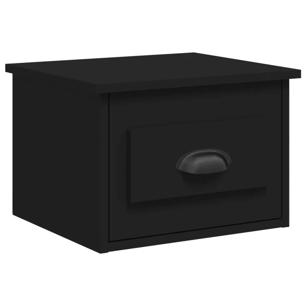 Black Floating Bedside Cabinets with Drawers