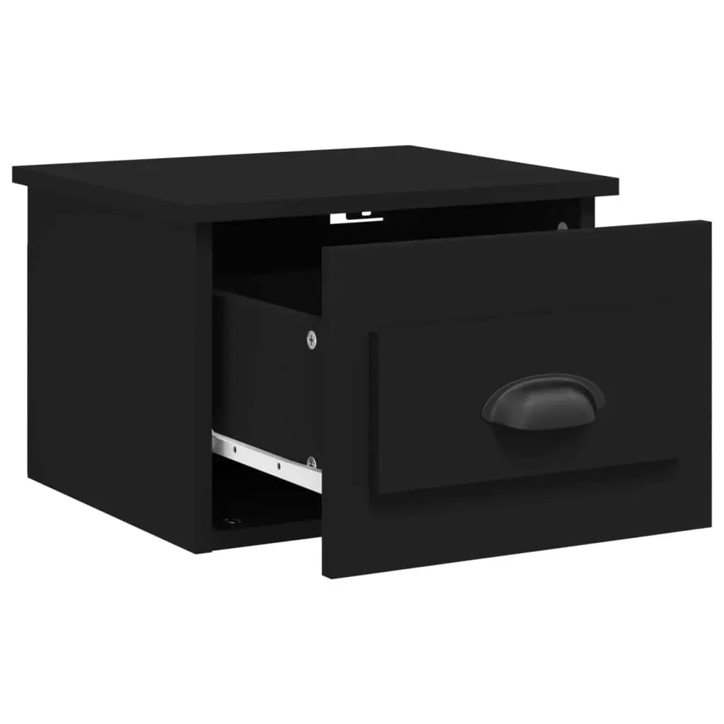 Black Floating Bedside Cabinets with Drawers