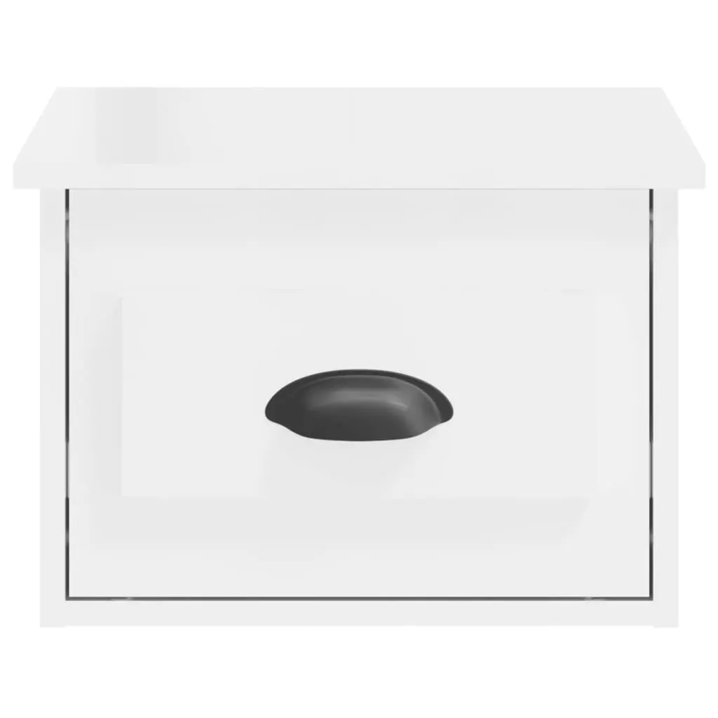 Wall-Mounted Bedside Cabinet in High Gloss White