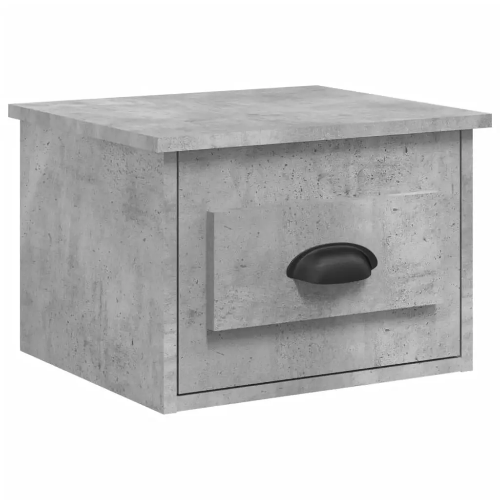 Wall-Mounted Grey Bedside Cabinet with Drawer