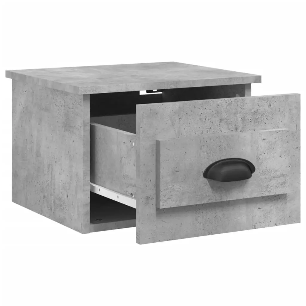 Wall-Mounted Grey Bedside Cabinet with Drawer