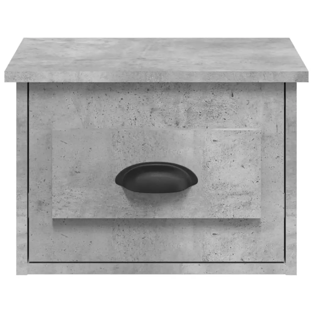 Wall-Mounted Grey Bedside Cabinet with Drawer