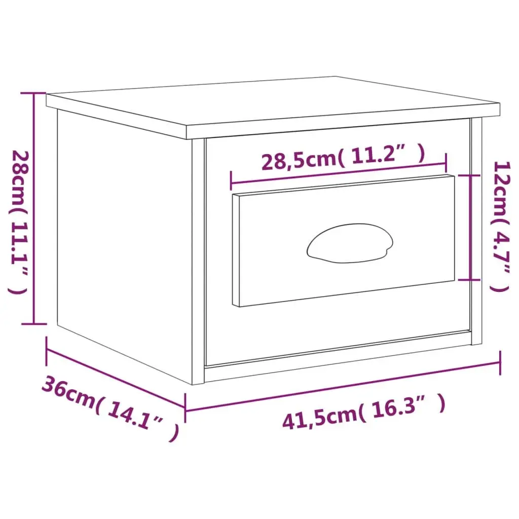Wall-Mounted Grey Bedside Cabinet with Drawer