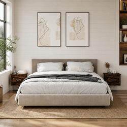 Elegant Brown Wall-mounted Bedside Cabinets 2 pcs