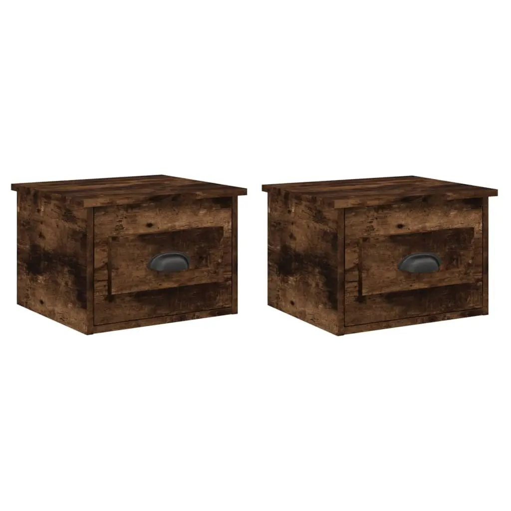Brown Wall-mounted Bedside Cabinets 2 pcs