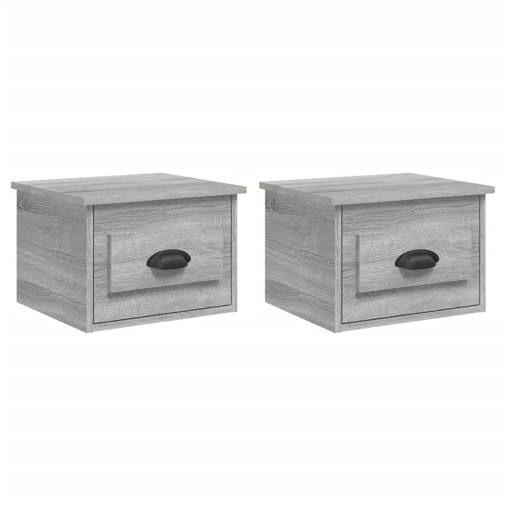 Grey Sonoma Wall-mounted Bedside Cabinets 2 pcs