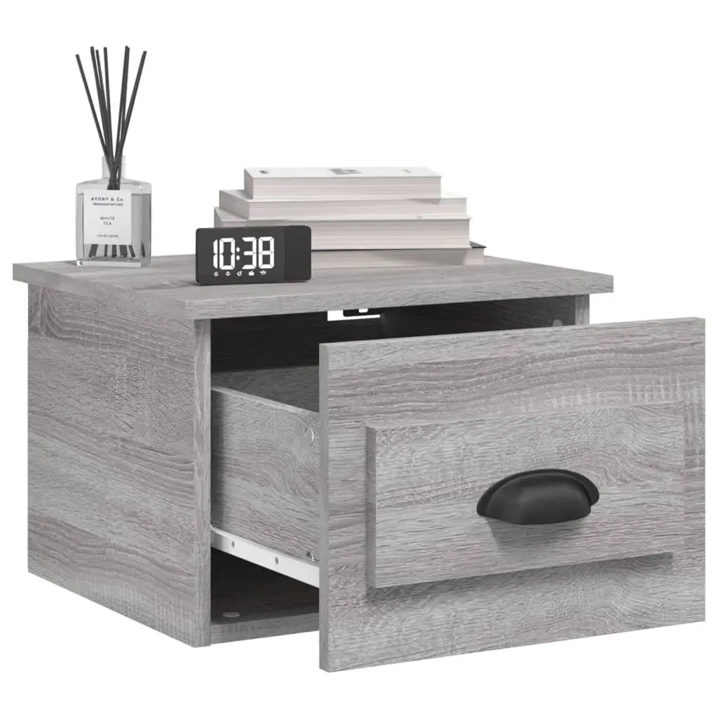 Grey Sonoma Wall-mounted Bedside Cabinets 2 pcs