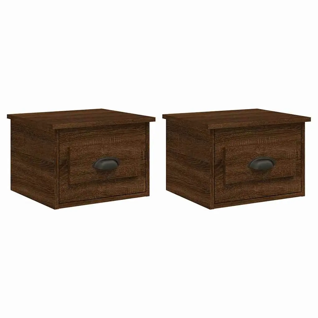 Wall-mounted Bedside Cabinets Engineered Wood 41.5 x 36 x 28 cm Brown Oak 2 Piece