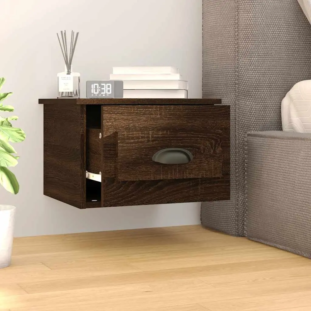 Wall-mounted Bedside Cabinets Engineered Wood 41.5 x 36 x 28 cm Brown Oak 2 Piece