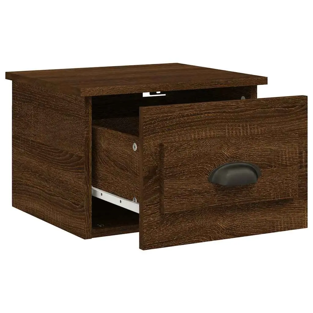 Wall-mounted Bedside Cabinets Engineered Wood 41.5 x 36 x 28 cm Brown Oak 2 Piece