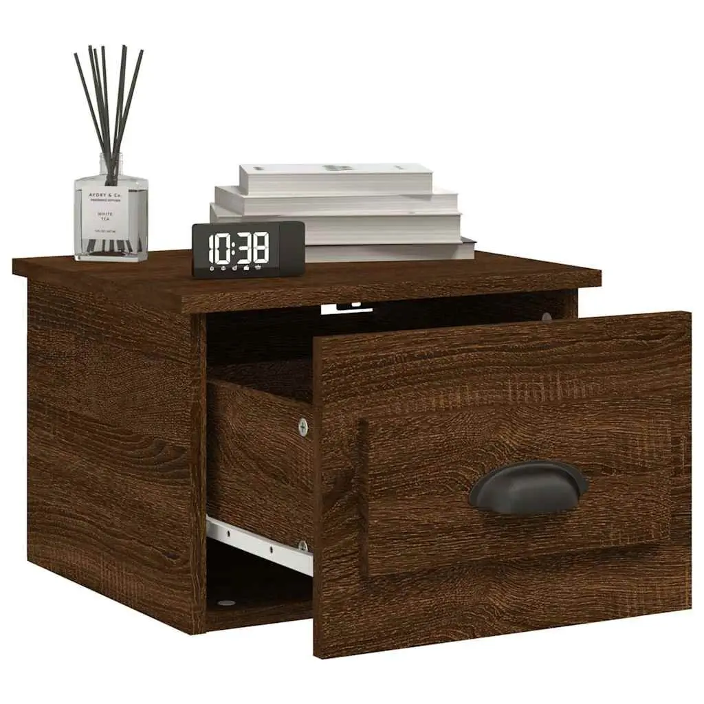 Wall-mounted Bedside Cabinets Engineered Wood 41.5 x 36 x 28 cm Brown Oak 2 Piece