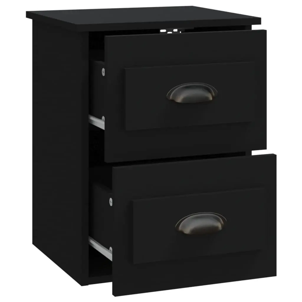 Black Wall-Mounted Bedside Cabinet 41.5x36x53cm