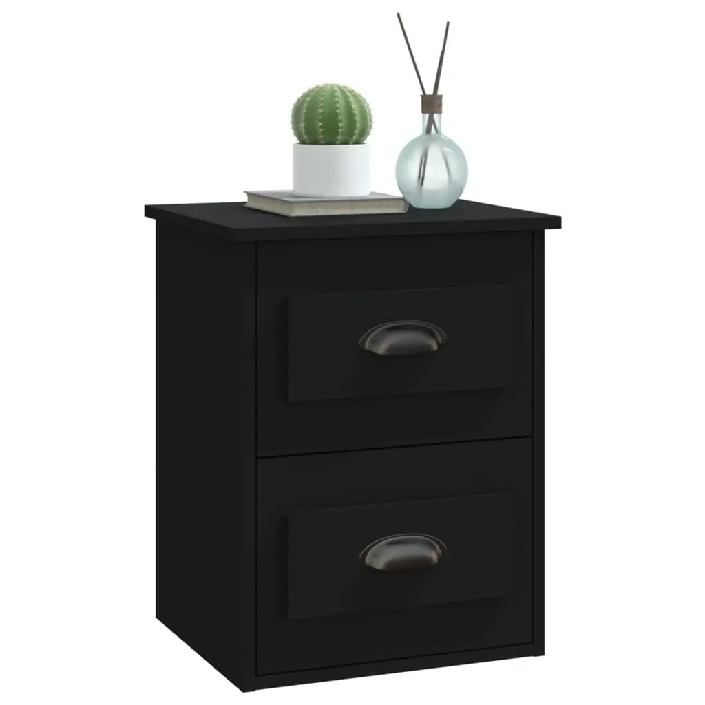 Black Wall-Mounted Bedside Cabinet 41.5x36x53cm