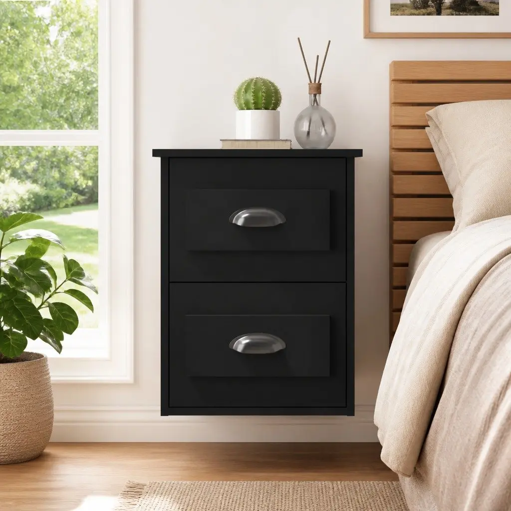 Wall-mounted Bedside Cabinet with 2 Drawers