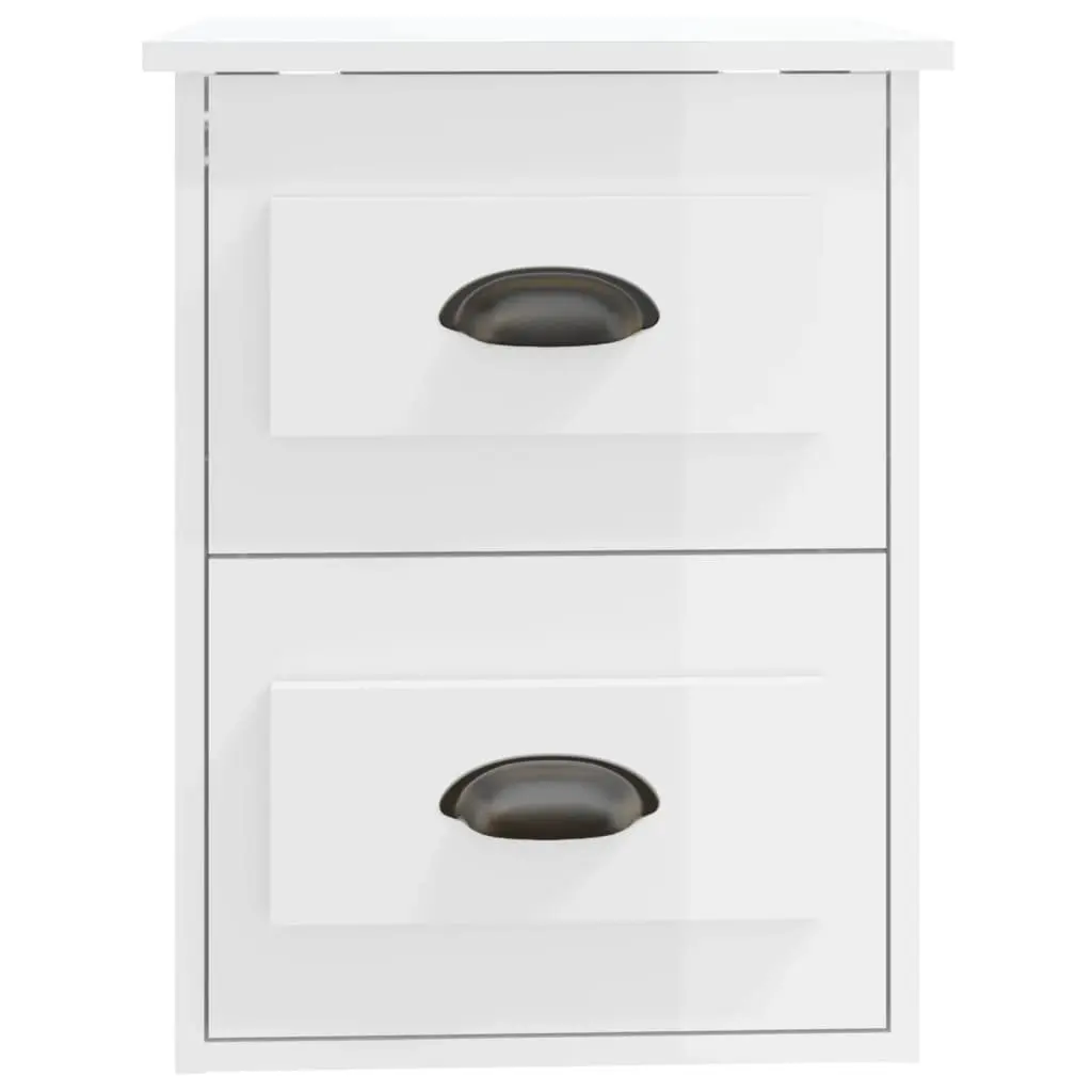 Floating White Bedside Cabinet with 2 Drawer Storage