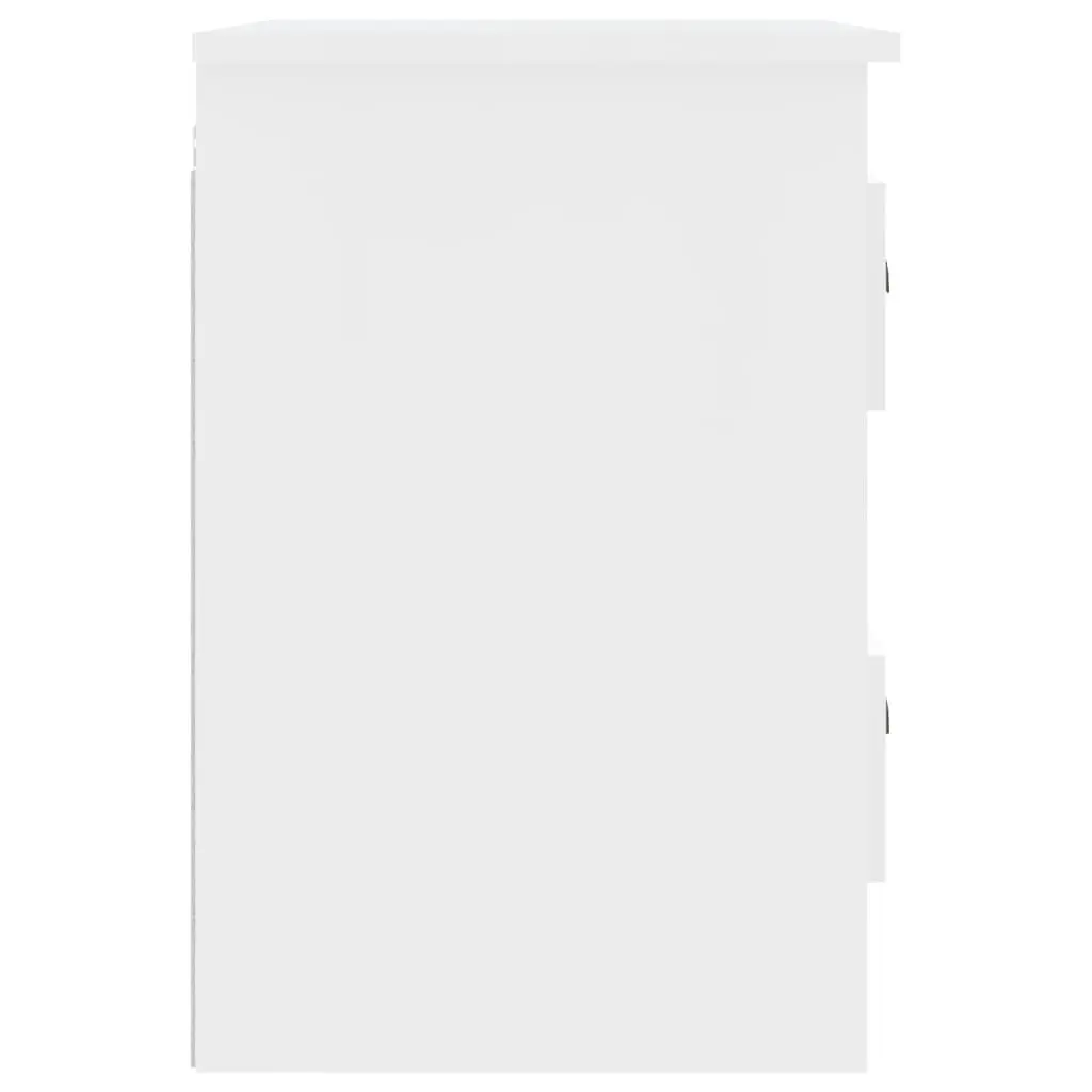 Floating White Bedside Cabinet with 2 Drawer Storage