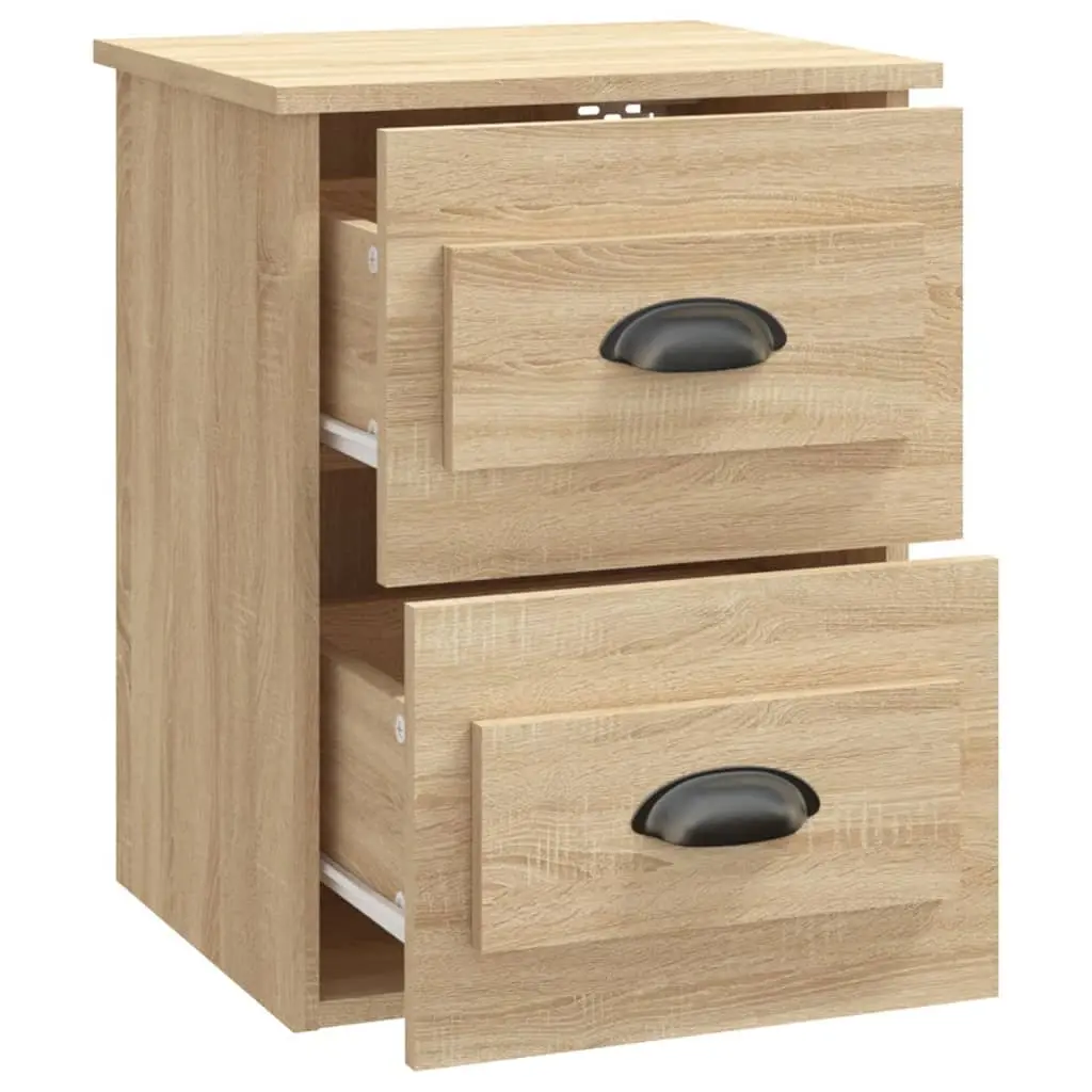 Bedside Cabinet Engineered Wood 41.5cm x 36cm x 53cm Brown Sonoma Oak 2 Drawers Wall-mounted Floating Storage Unit