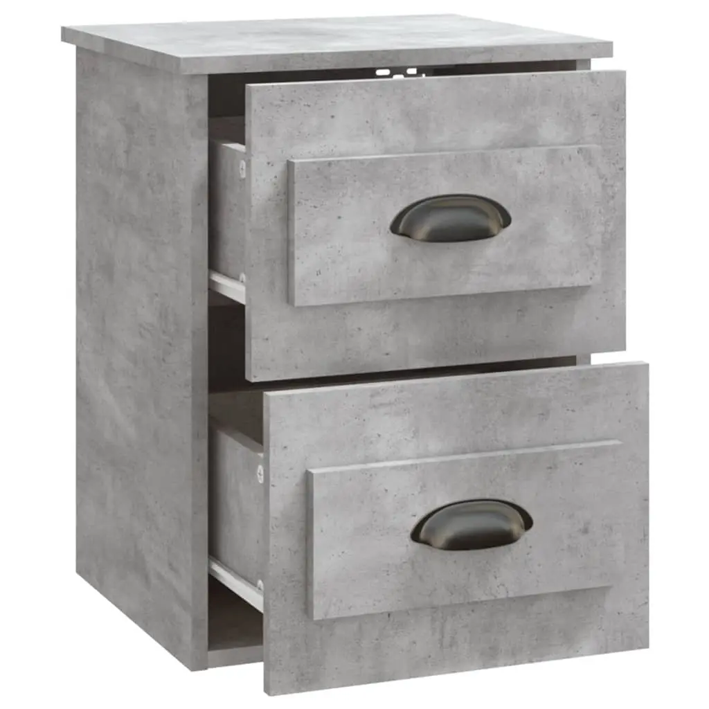 Grey Wall Mounted Bedside Cabinet with 2 Drawers