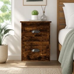 Brown Floating Wall-mounted Bedside Cabinets 2 pcs