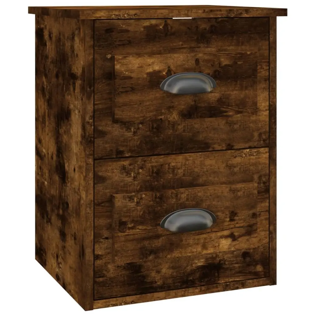 Brown Floating Wall-mounted Bedside Cabinets 2 pcs