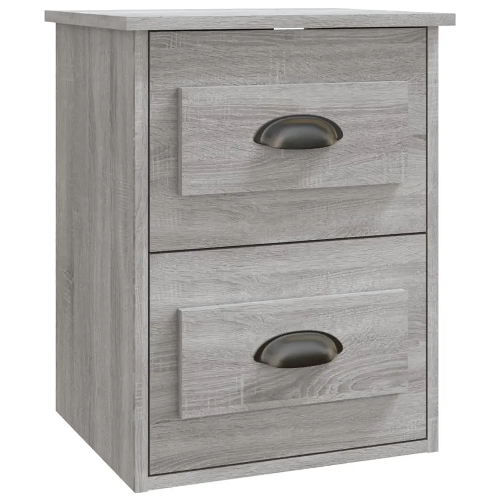 Grey Sonoma Floating Bedside Cabinet with 2 Drawers