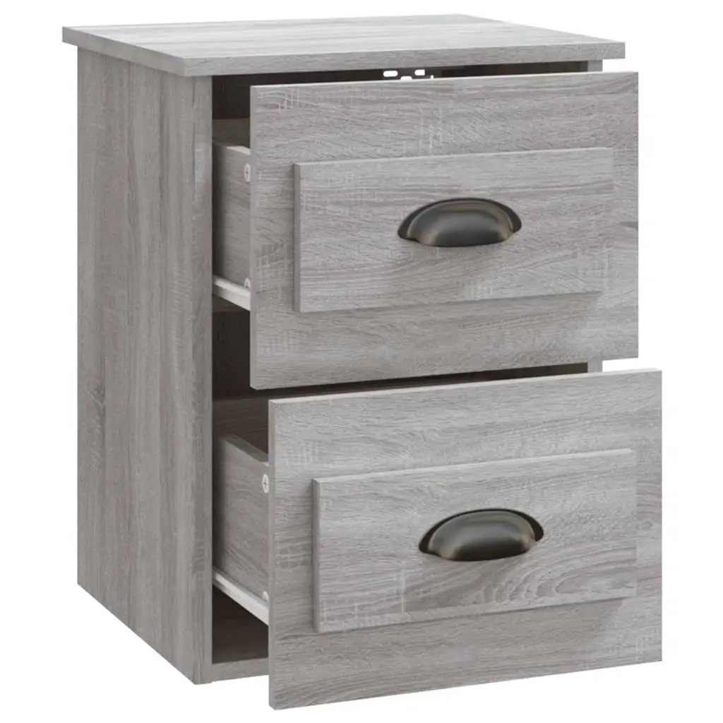 Grey Sonoma Floating Bedside Cabinet with 2 Drawers
