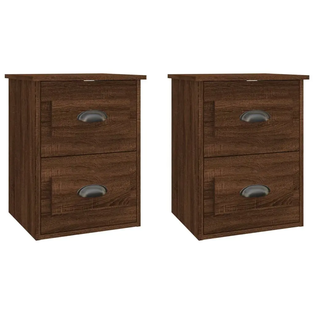 Wall-Mounted Bedside Cabinet with 2 Drawers