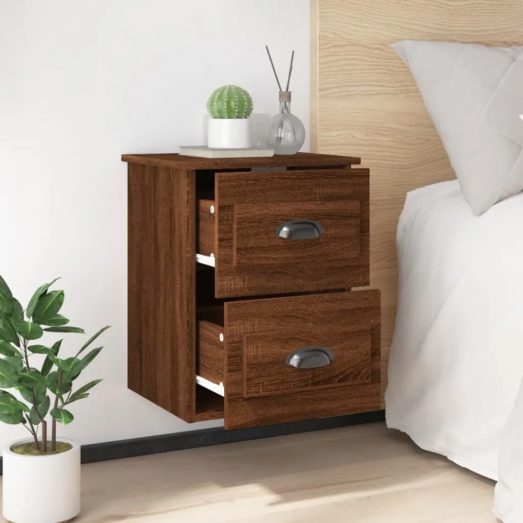 Wall-Mounted Bedside Cabinet with 2 Drawers