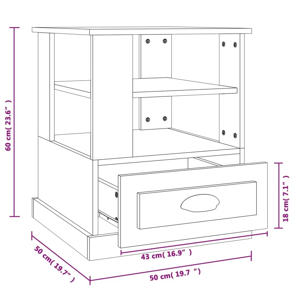 High Gloss White End Table with Storage for Living Room