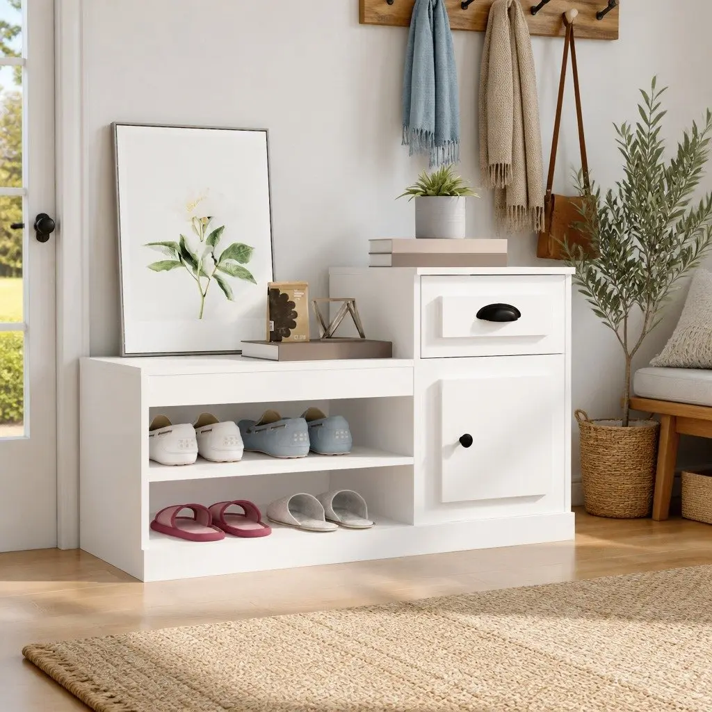 Shoe Cabinet Engineered Wood 100x42x60cm White
