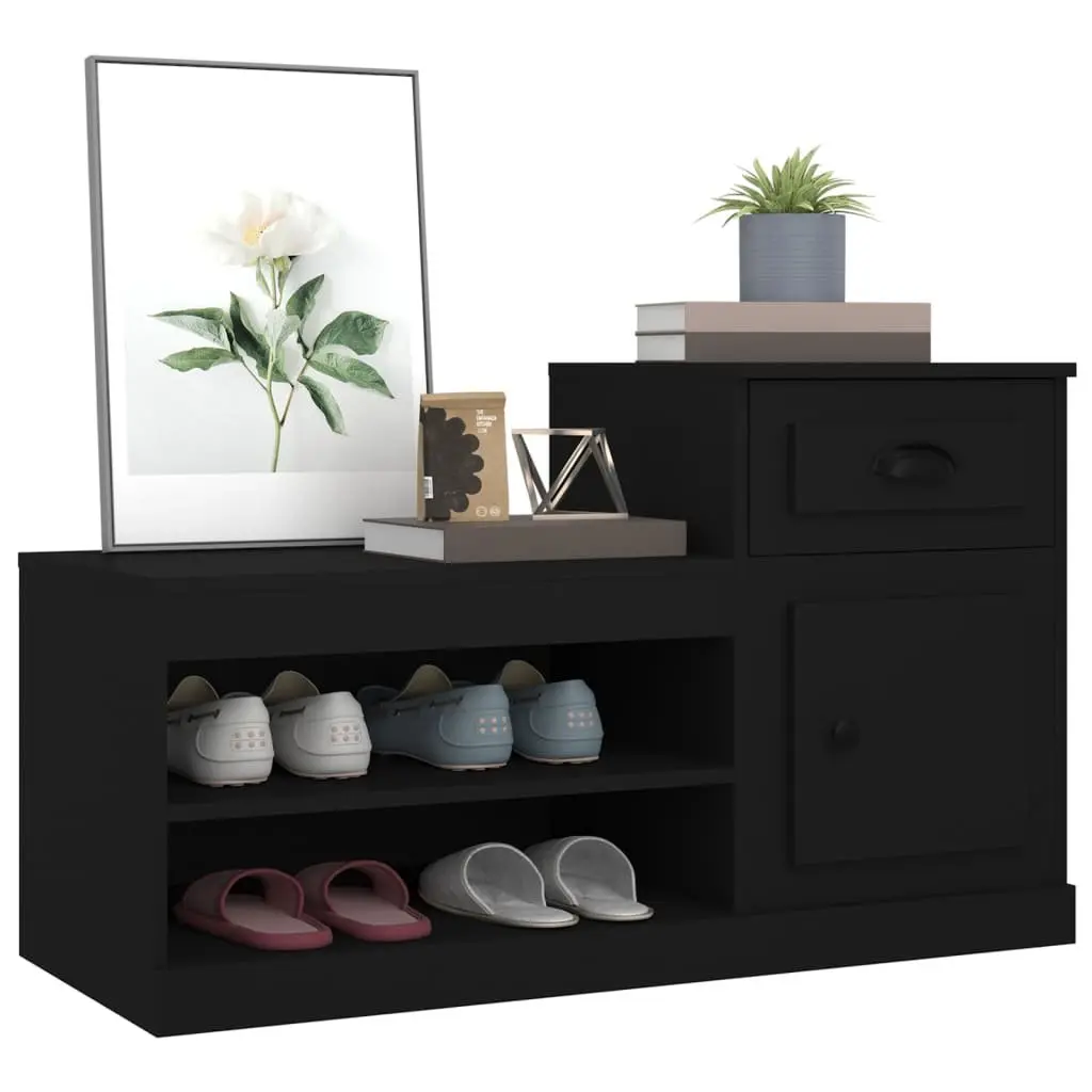 Shoe Cabinet Engineered Wood Black 100x42x60 cm Storage Organiser