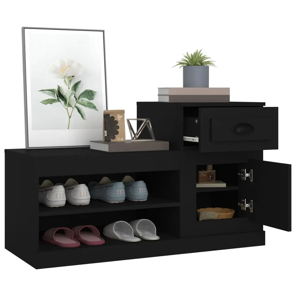 Shoe Cabinet Engineered Wood Black 100x42x60 cm Storage Organiser