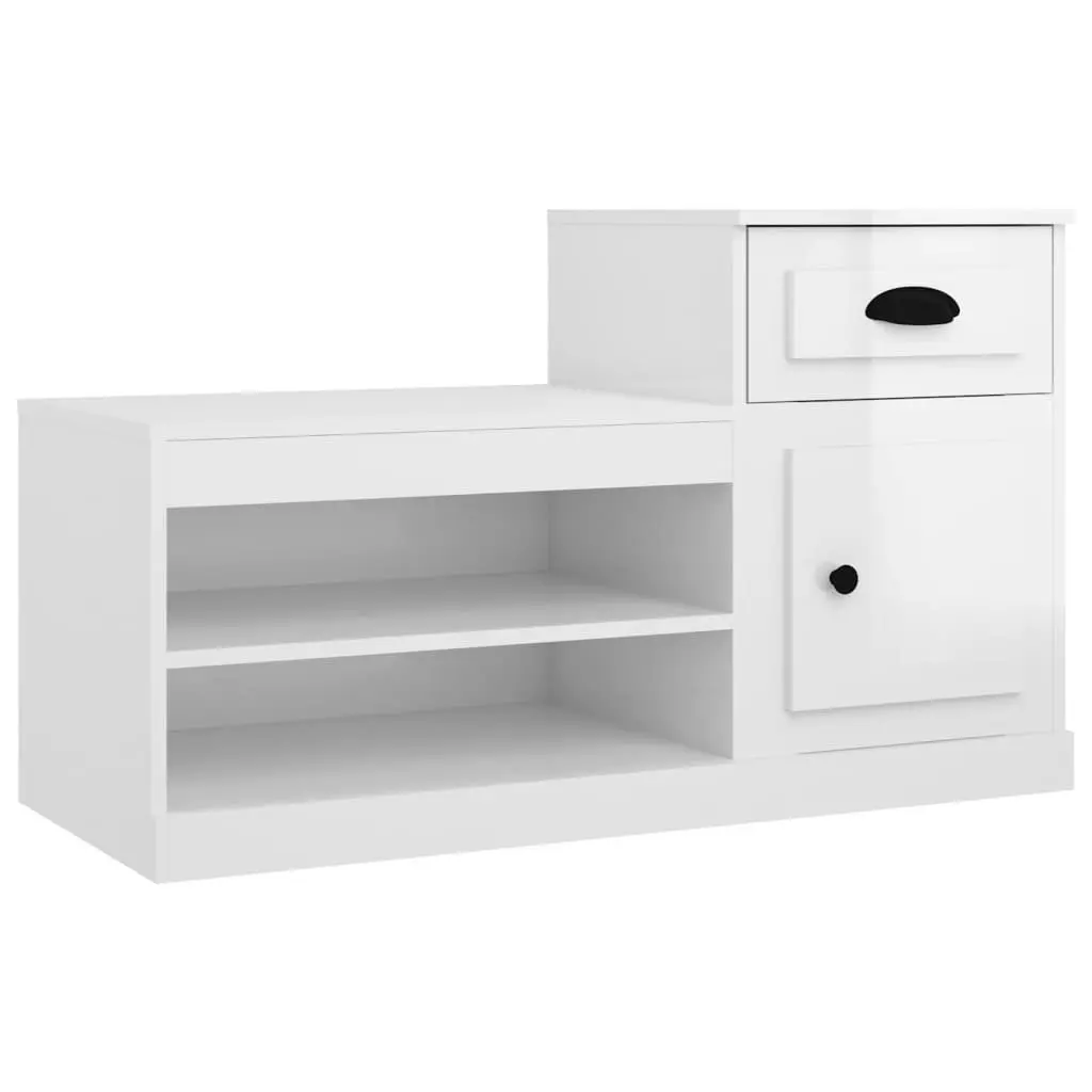 Shoe Cabinet Engineered Wood 100x42x60cm White High Gloss