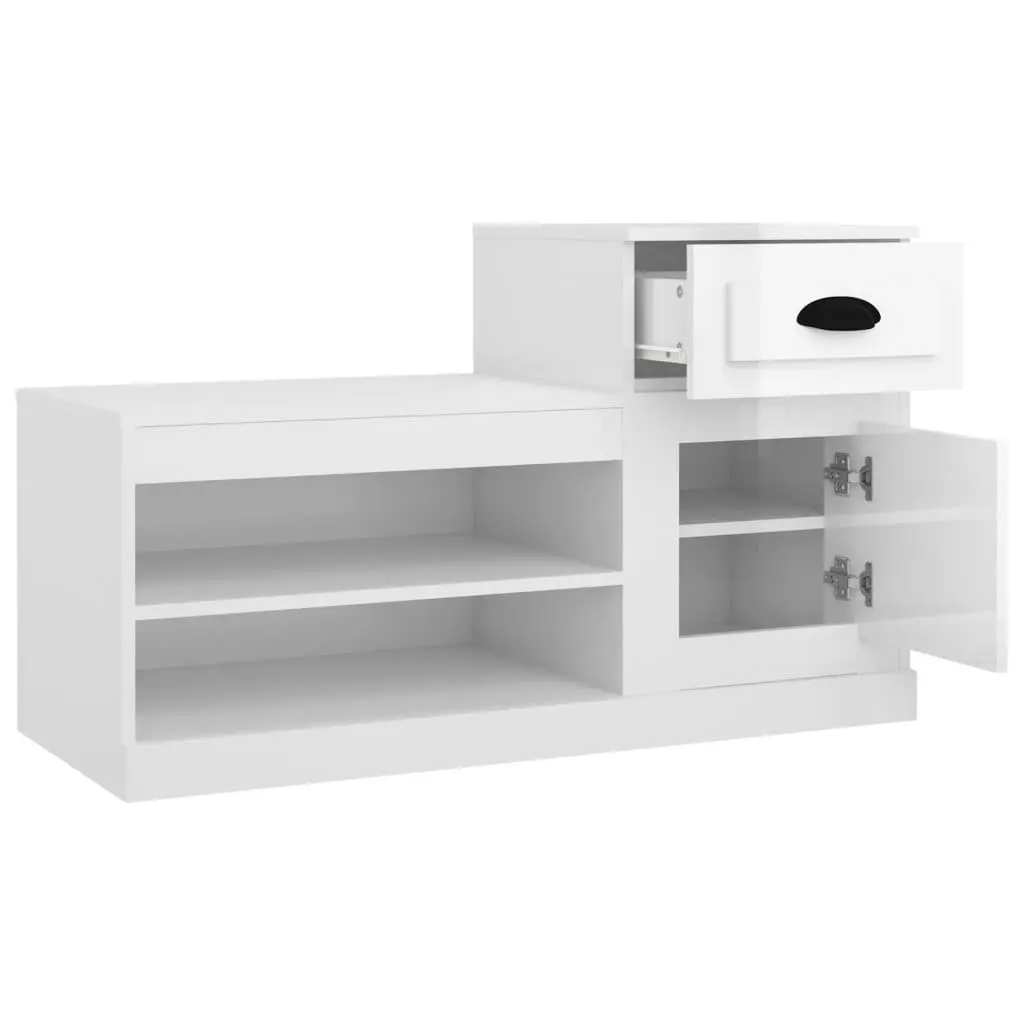 Shoe Cabinet Engineered Wood 100x42x60cm White High Gloss