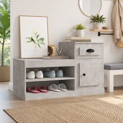 Durable Grey Shoe Cabinet with Two-Tier Storage 100x42x60cm