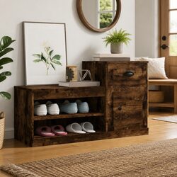 Engineered Wood Shoe Cabinet in Brown - 100x42x60 cm