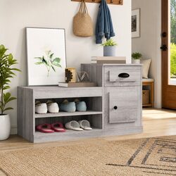 Elegant Grey Sonoma Engineered Wood Shoe Cabinet