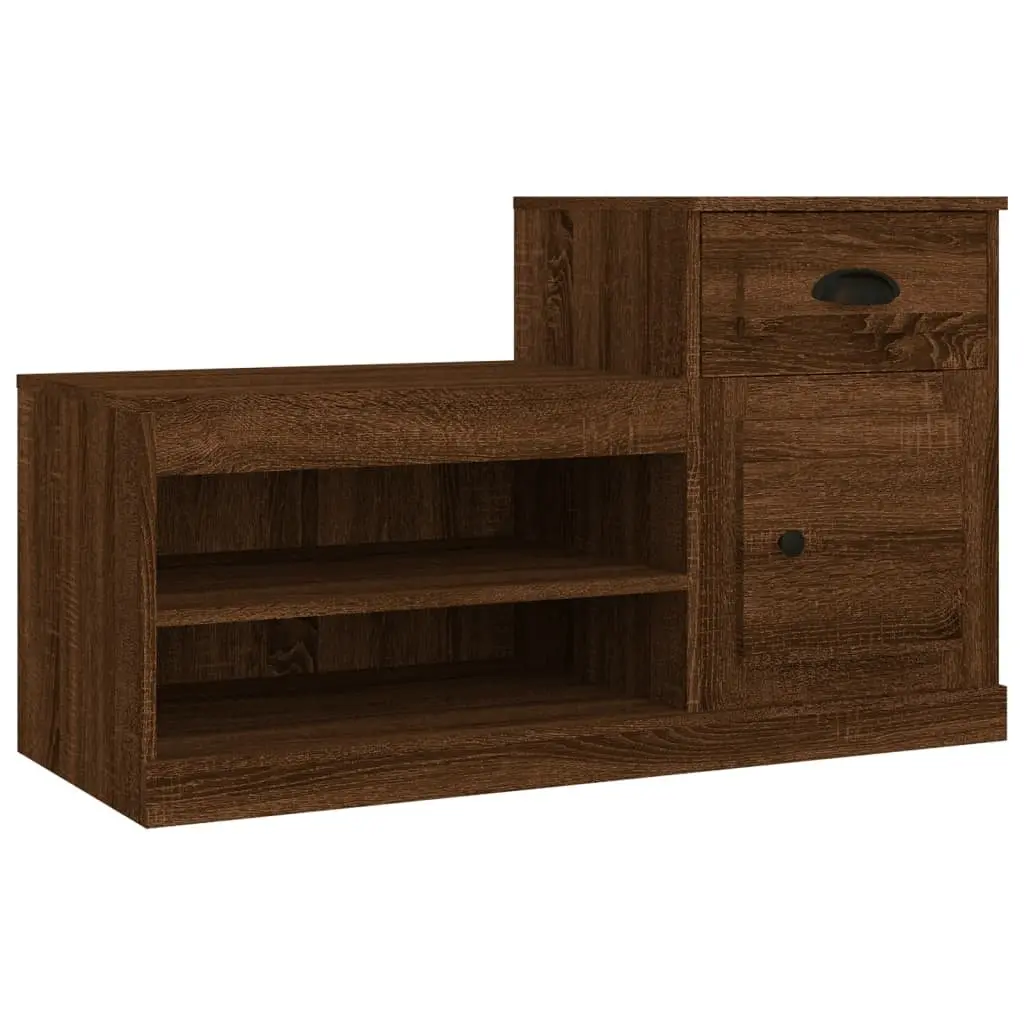 Shoe Cabinet Brown Oak Engineered Wood Storage Organiser Cupboard 100x42x60cm