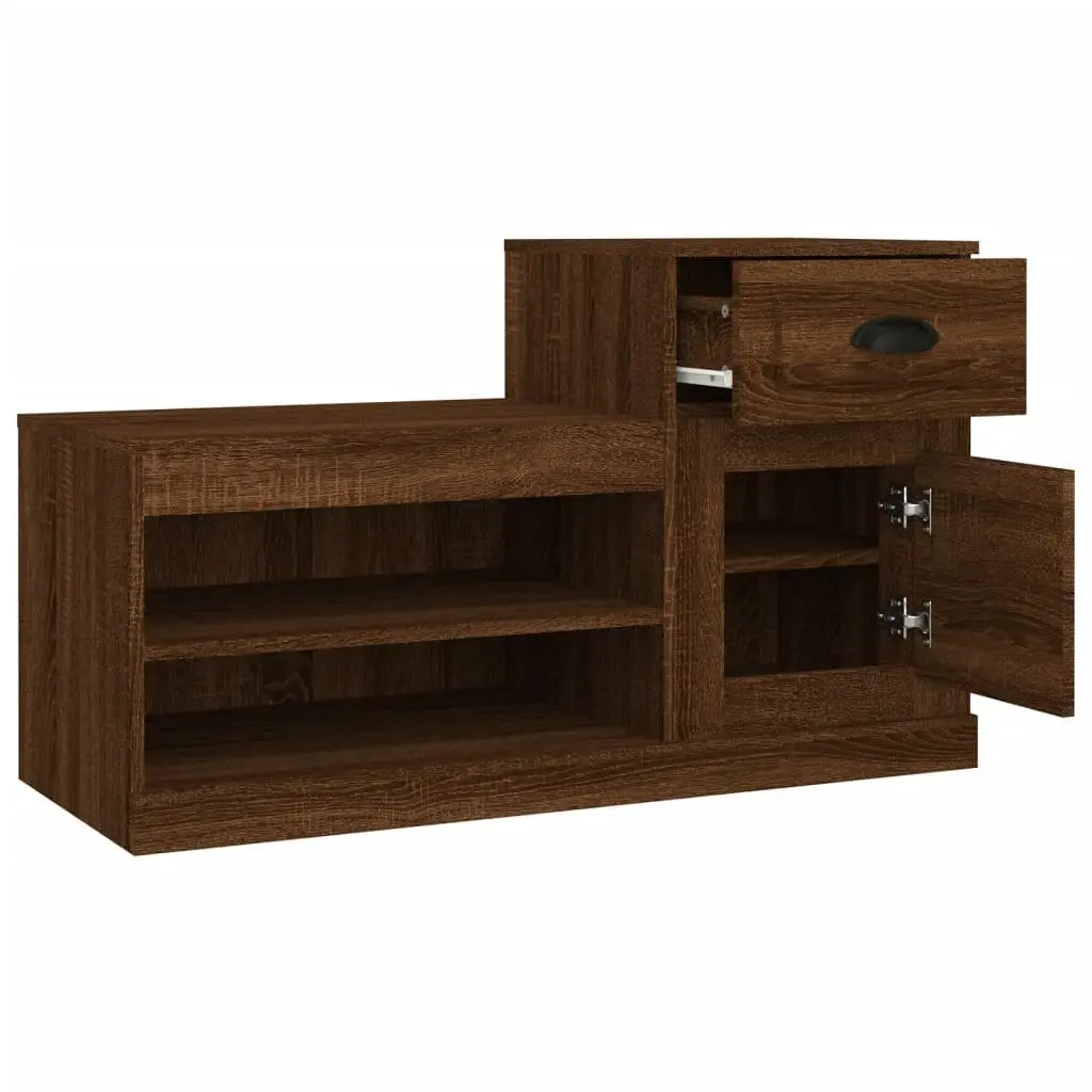 Shoe Cabinet Brown Oak Engineered Wood Storage Organiser Cupboard 100x42x60cm