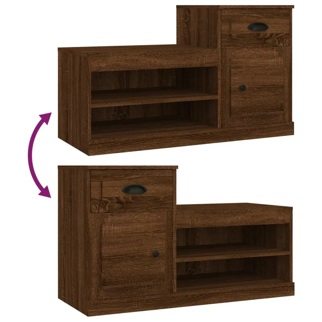 Shoe Cabinet Brown Oak Engineered Wood Storage Organiser Cupboard 100x42x60cm