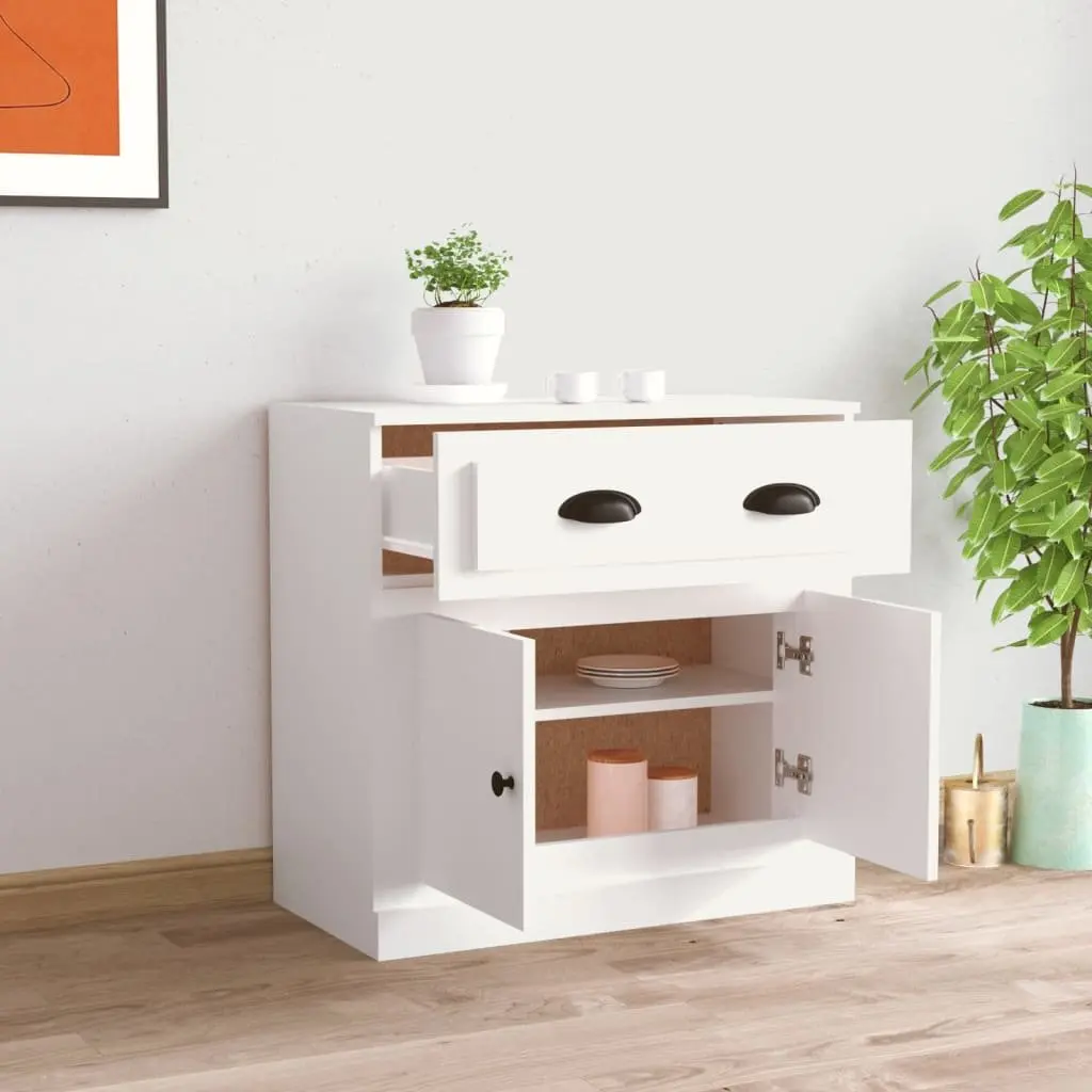 White Sideboard 70x35.5x67.5 cm Storage Cabinet