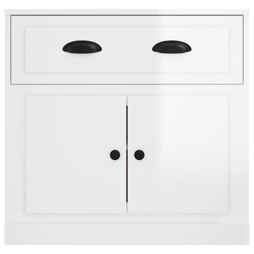 White High Gloss Sideboard Storage Cabinet Engineered Wood Furniture