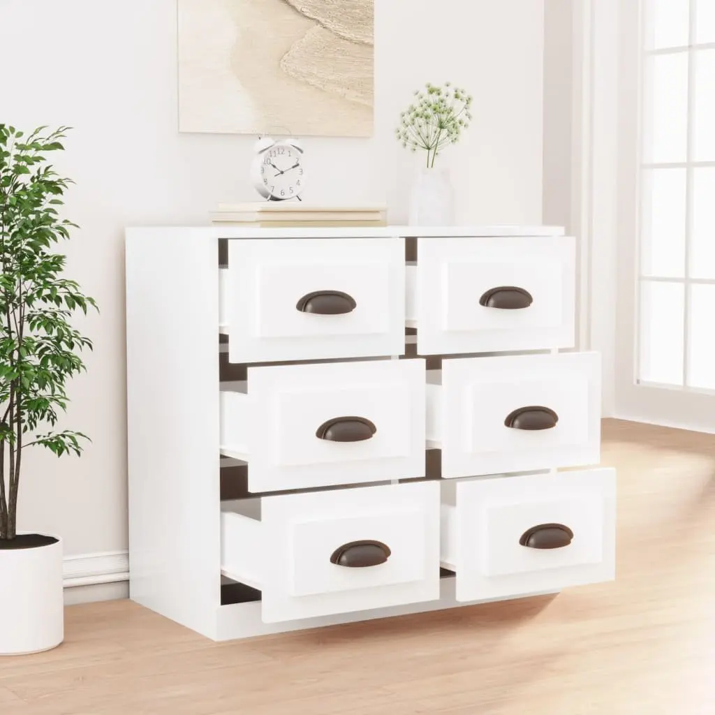 White Sideboard Storage Cabinet Engineered Wood Buffet Living Room Furniture