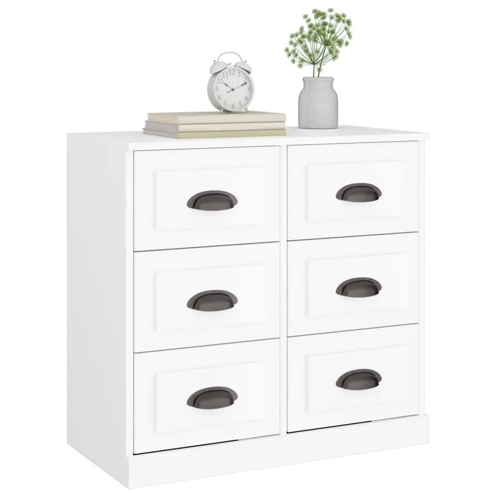 White Sideboard Storage Cabinet Engineered Wood Buffet Living Room Furniture