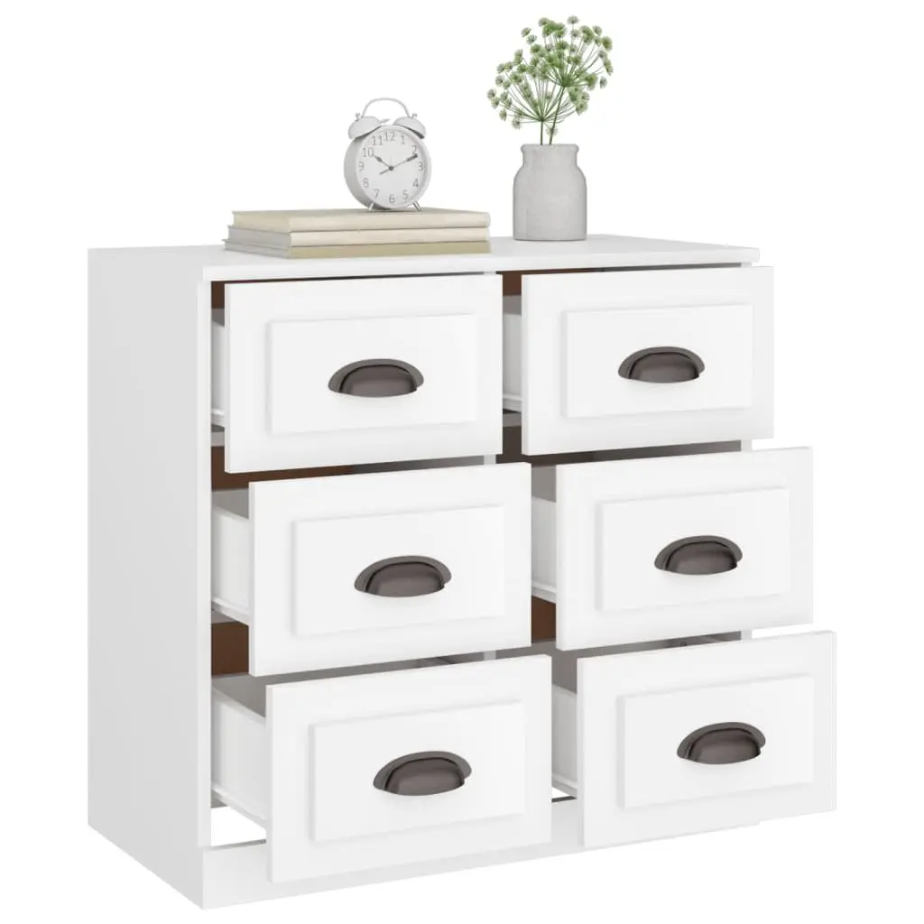 White Sideboard Storage Cabinet Engineered Wood Buffet Living Room Furniture