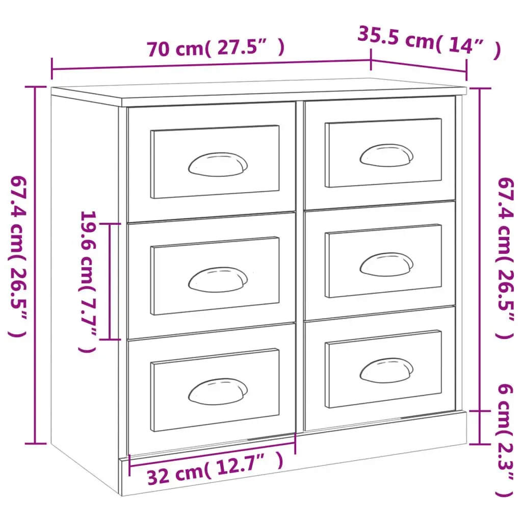 White Sideboard Storage Cabinet Engineered Wood Buffet Living Room Furniture