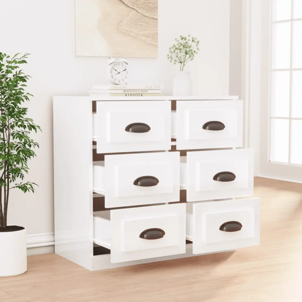 White Sideboard Storage Cabinet in High Gloss Finish