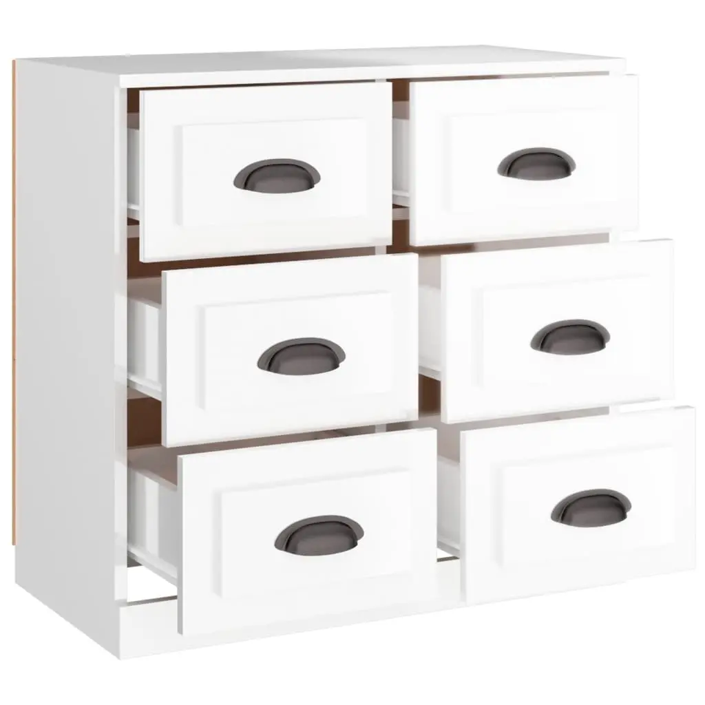 White Sideboard Storage Cabinet in High Gloss Finish